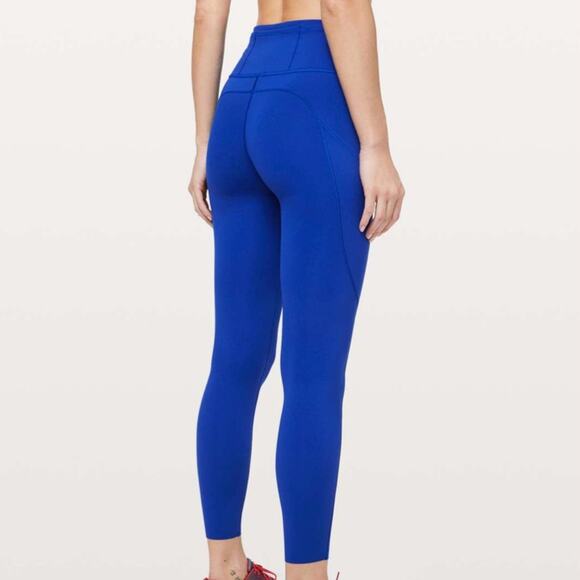 LULULEMON Jet Stream Blue Fast Free Non-Reflective Nulux Active Leggings Sz 18 - Picture 13 of 14